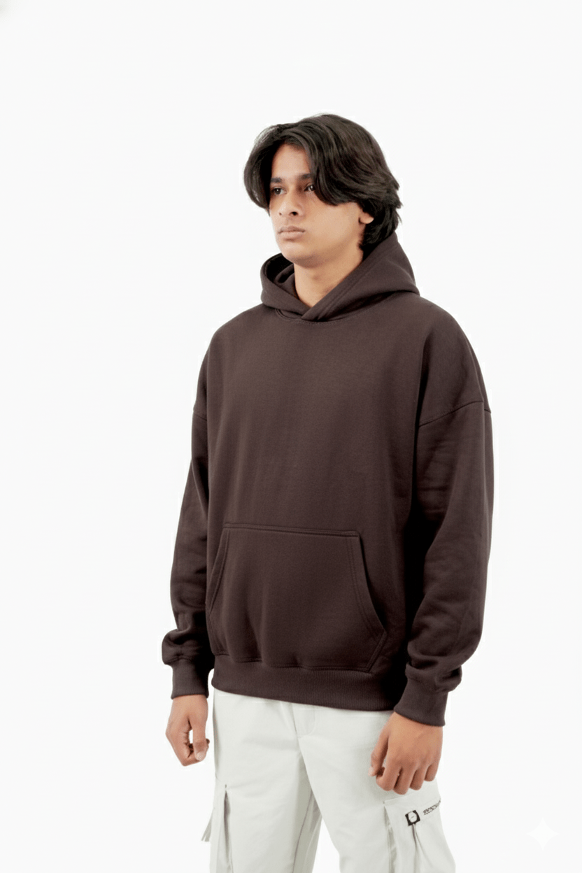 Deep Brown Oversized Hoodie By Elvory